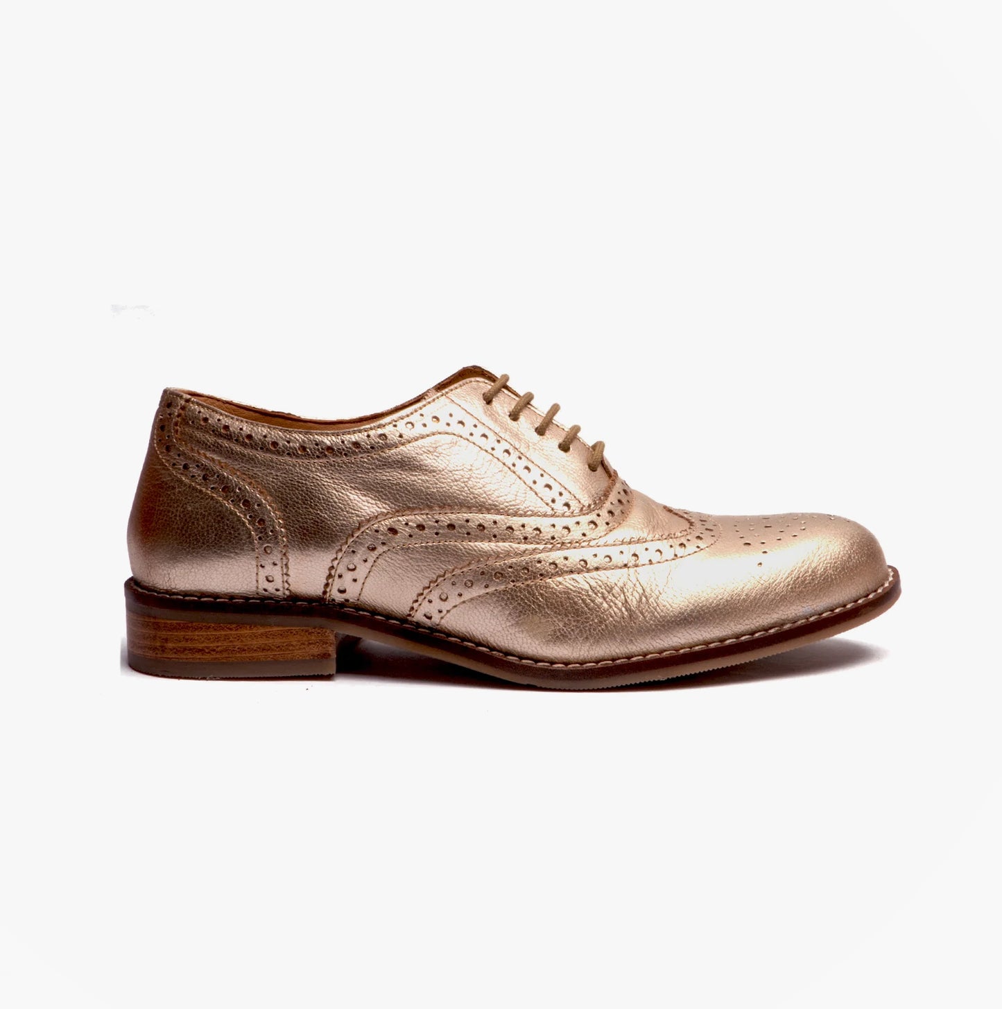 Hush Puppies NATALIE Womens Leather Brogue Shoes Gold