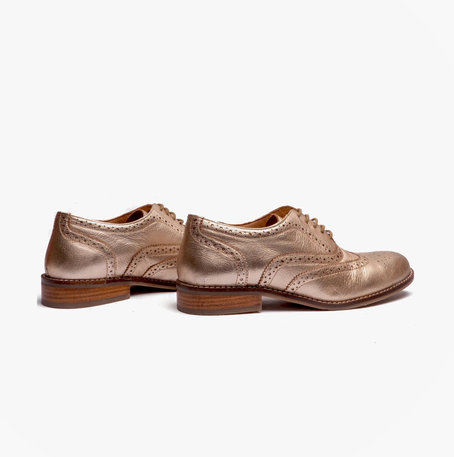 Hush Puppies NATALIE Womens Leather Brogue Shoes Gold