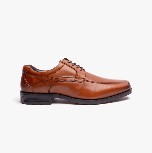 Hush Puppies BRANDON Mens Leather Lace-Up Shoes Tan