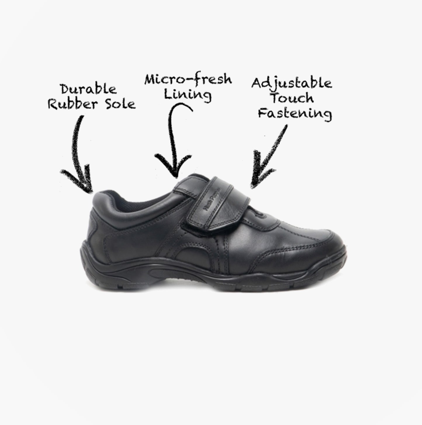 Hush Puppies ARLO Boys Leather School Shoes Black