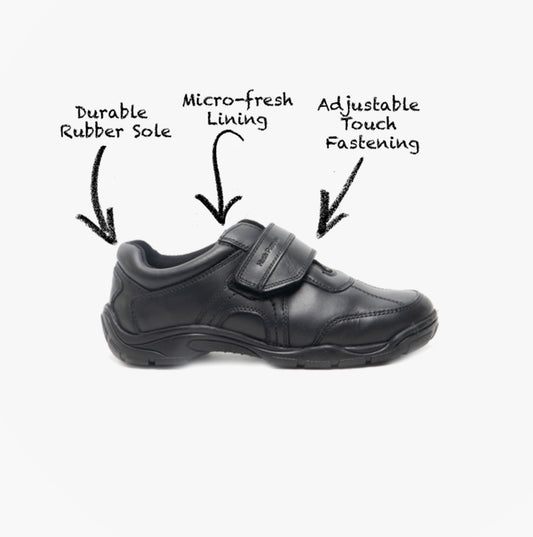 Hush Puppies ARLO Boys Leather School Shoes Black