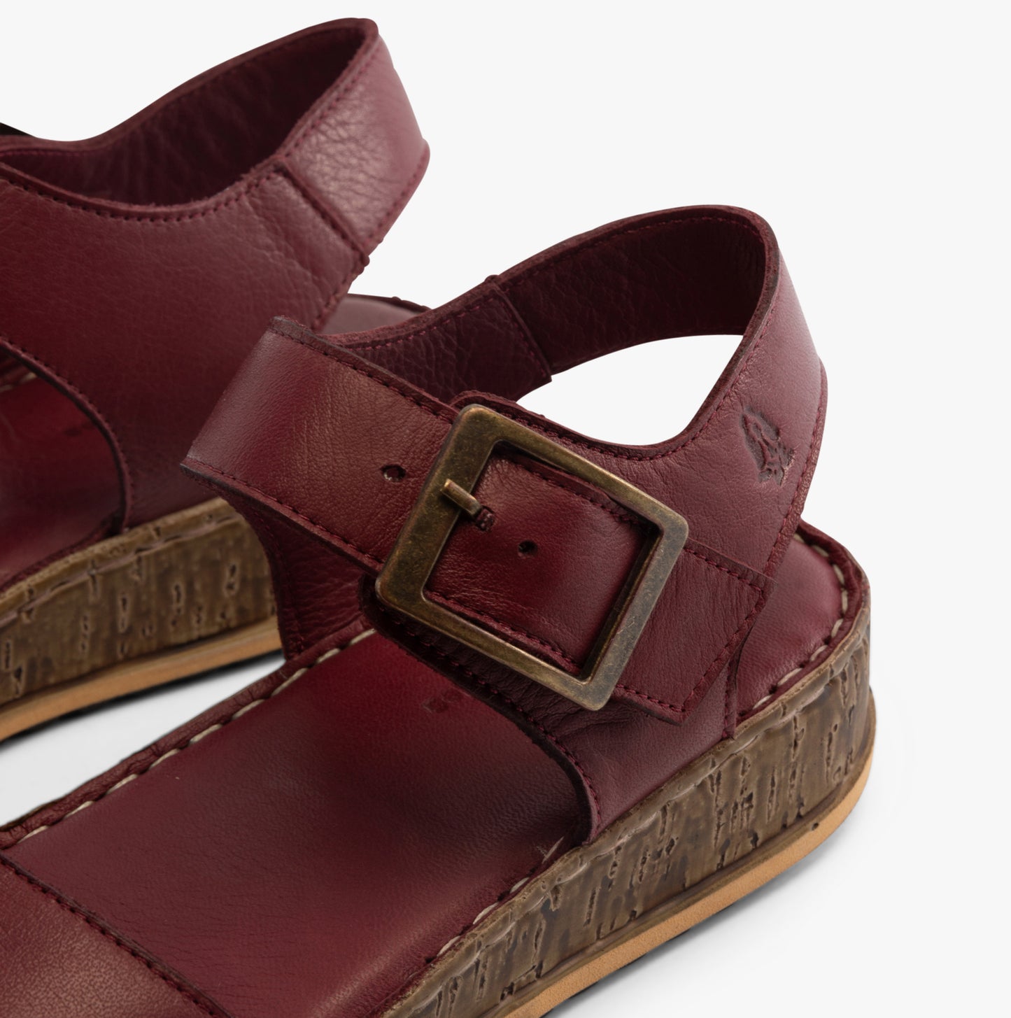 Hush Puppies ELLIE Womens Leather Wedge Sandals Bordeaux