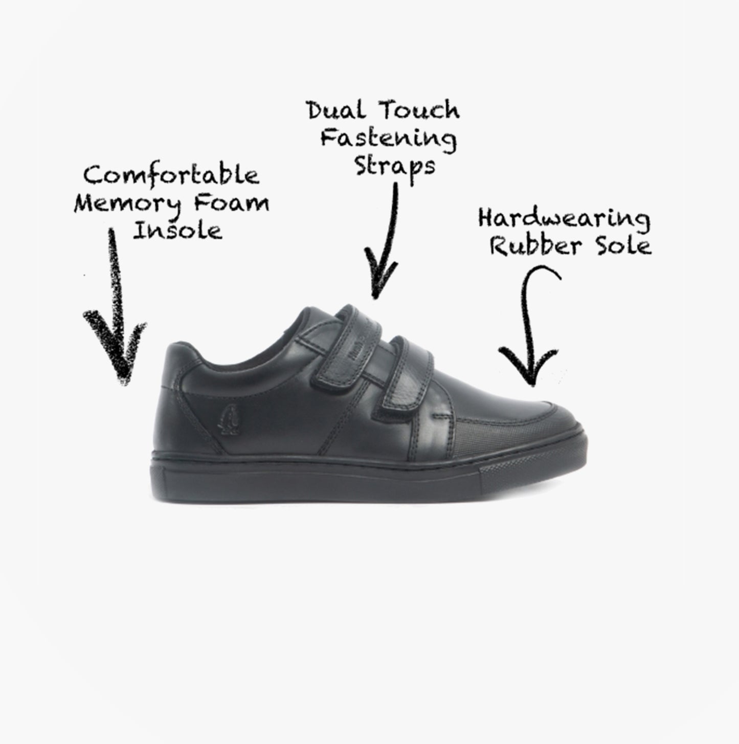 Hush Puppies SANTOS Boys Leather School Shoes Black