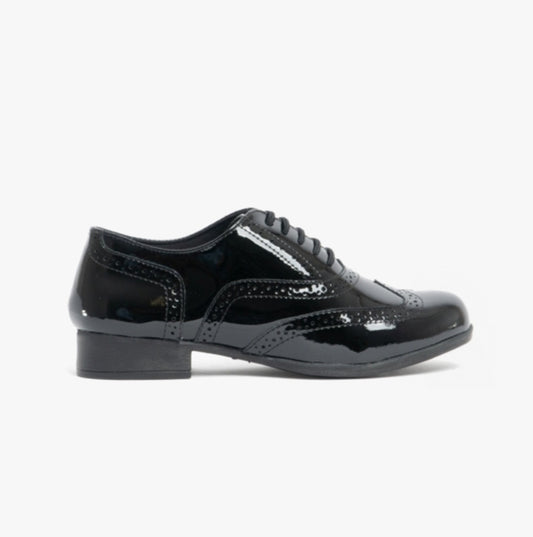 Hush Puppies KADA Girls School Shoes Black Patent
