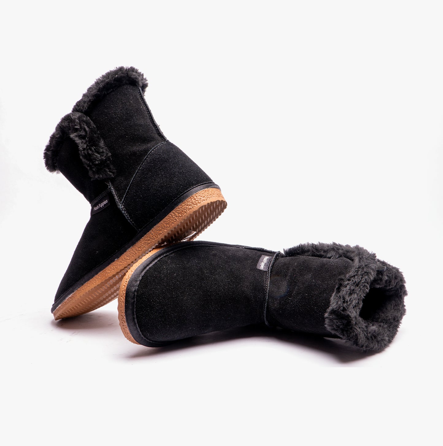 Hush Puppies ASHLEIGH Womens Suede Boot Slippers Black
