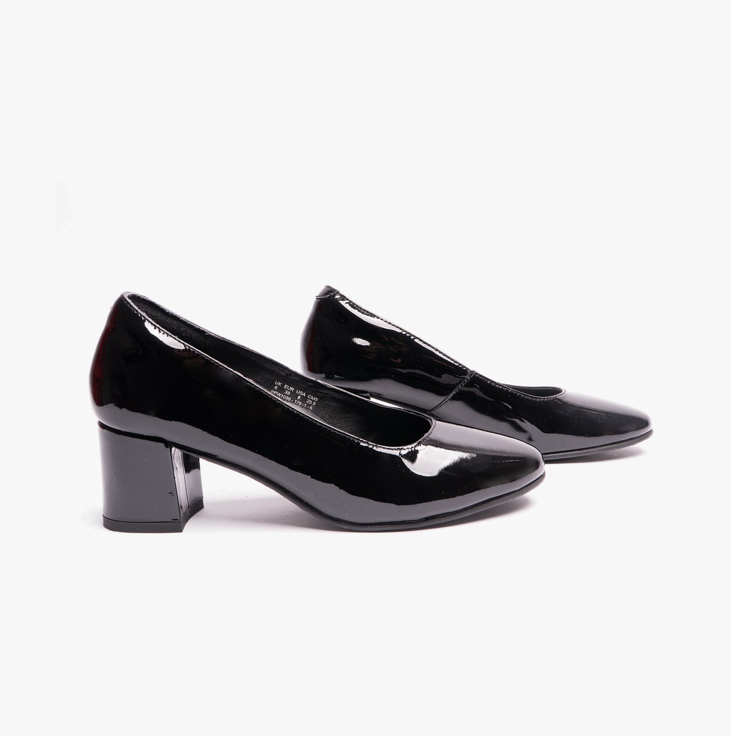 Hush Puppies ANNA Womens Leather Court Shoes Patent Black