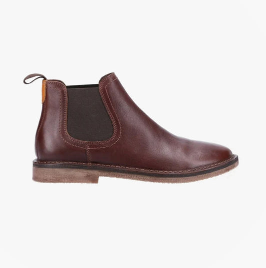 Hush Puppies SHAUN Mens Leather Chelsea Boots Brown