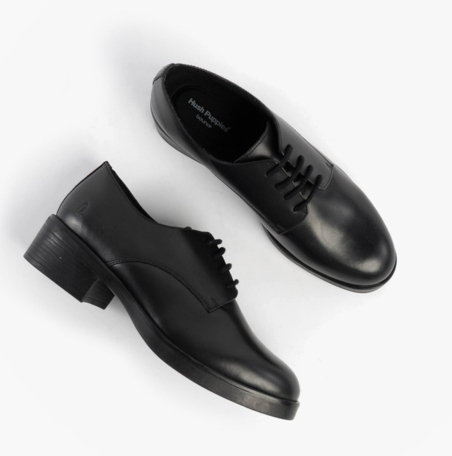 Hush Puppies ANASTASIA Girls Leather School Shoes Black