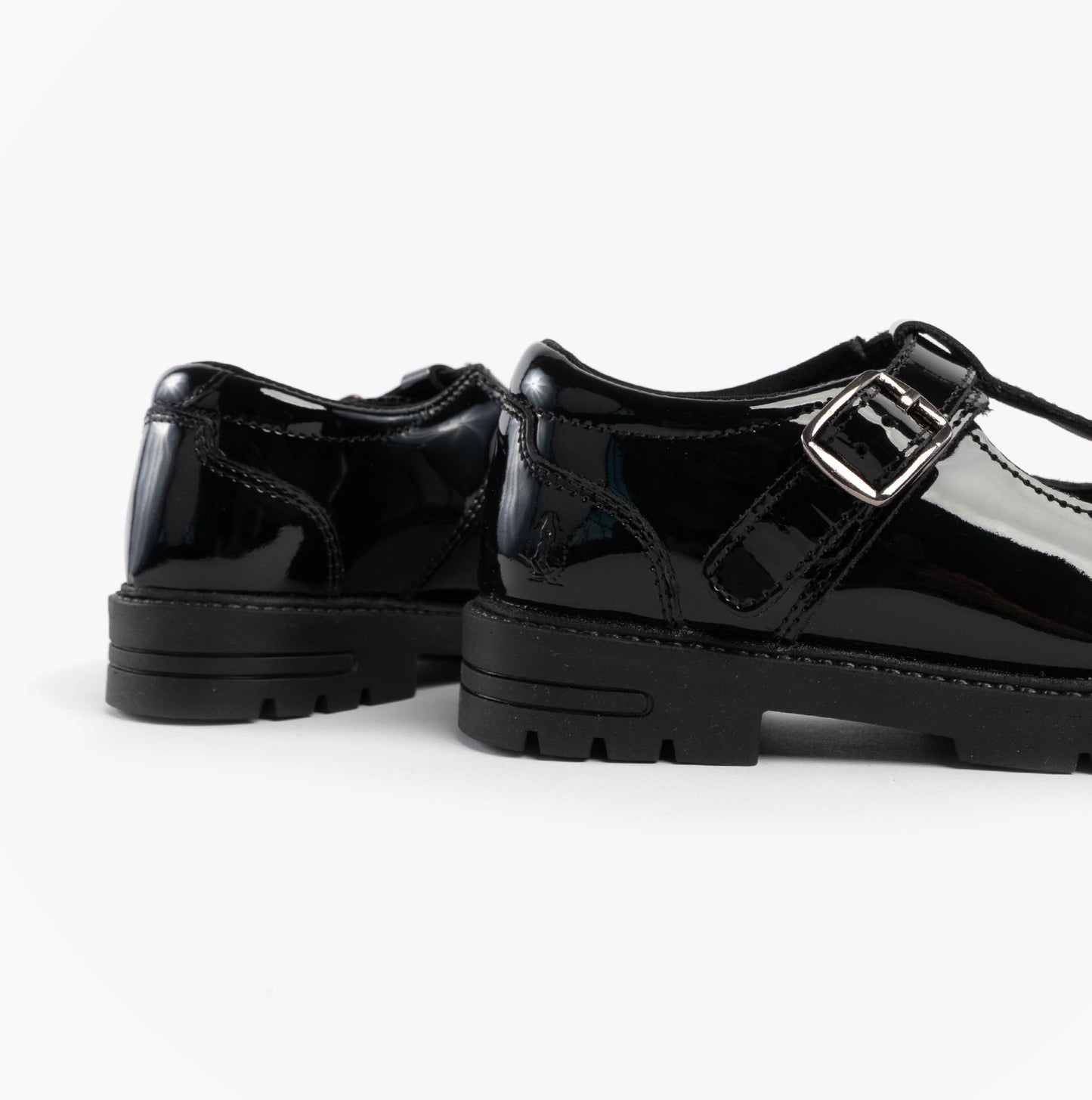 Hush Puppies FIONA Girls Leather School Shoes Patent Black