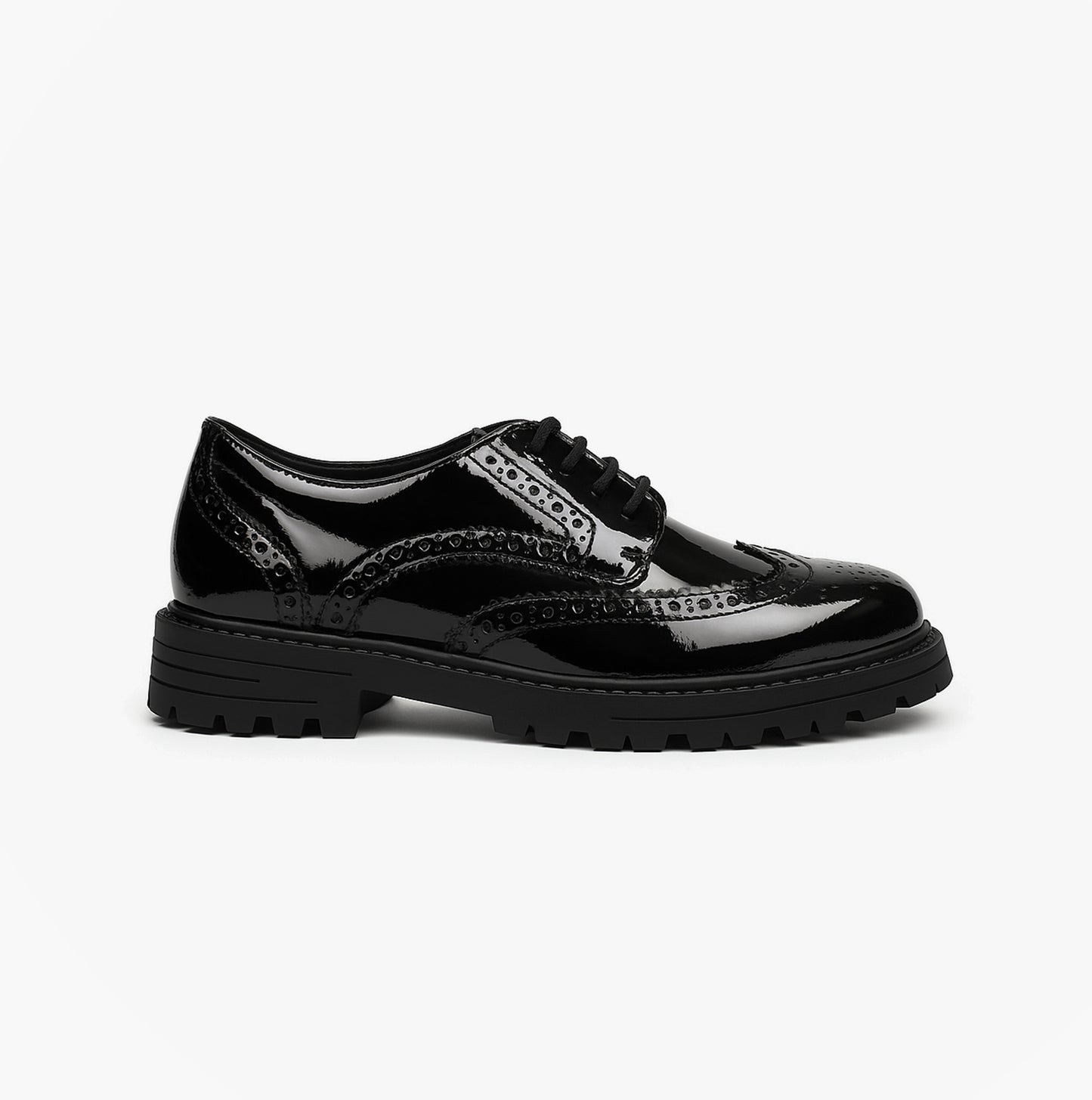 Hush Puppies MAXINE Girls School Shoes Black Patent