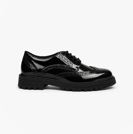 Hush Puppies MAXINE Girls School Shoes Black Patent