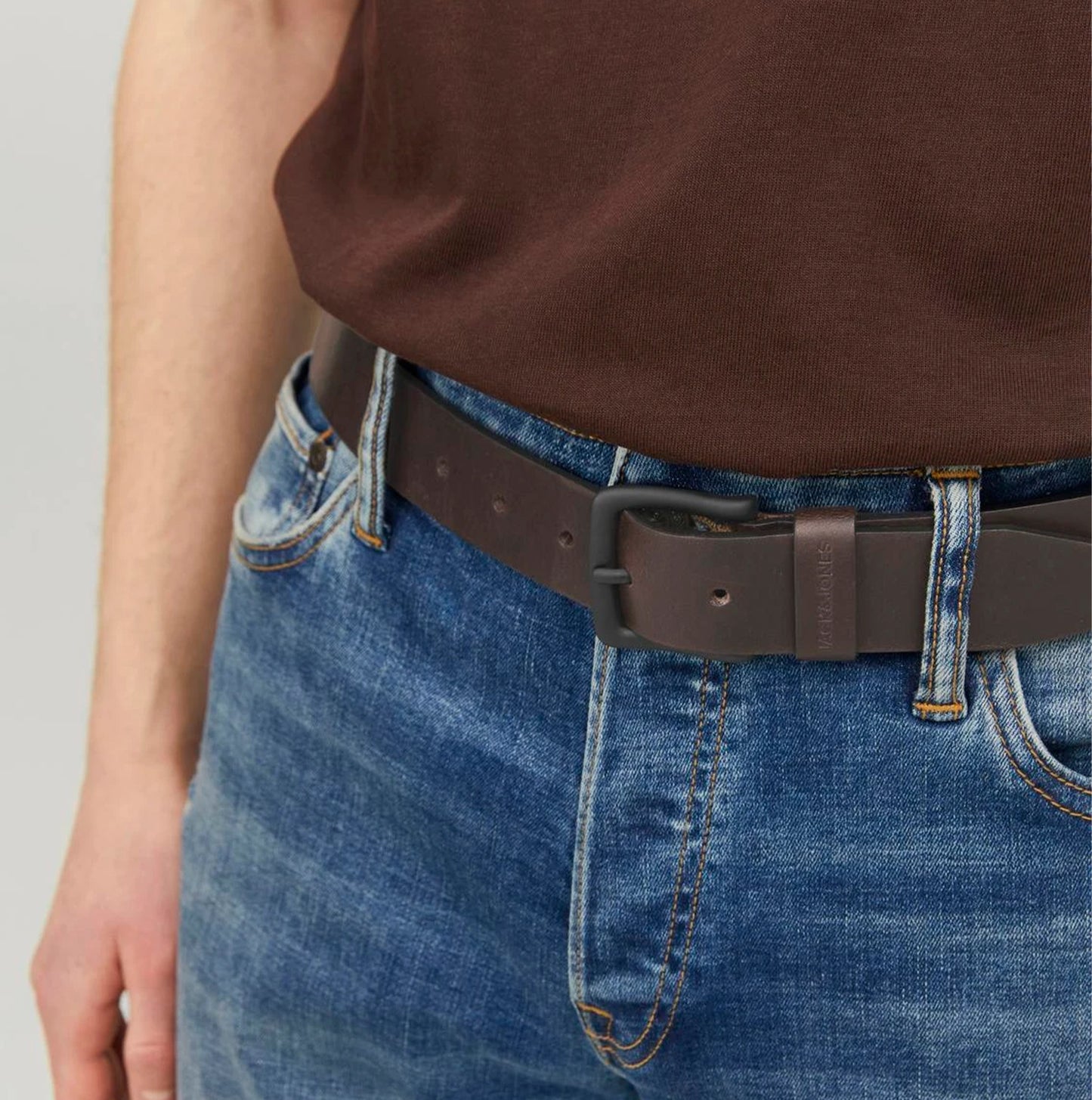 Jack & Jones ROMA Mens Belt Brown Coffee