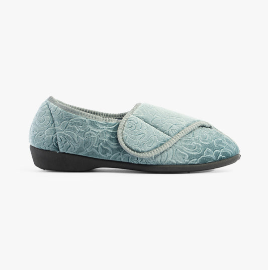 Jo & Joe DOREEN Womens Touch Fasten Slippers Teal