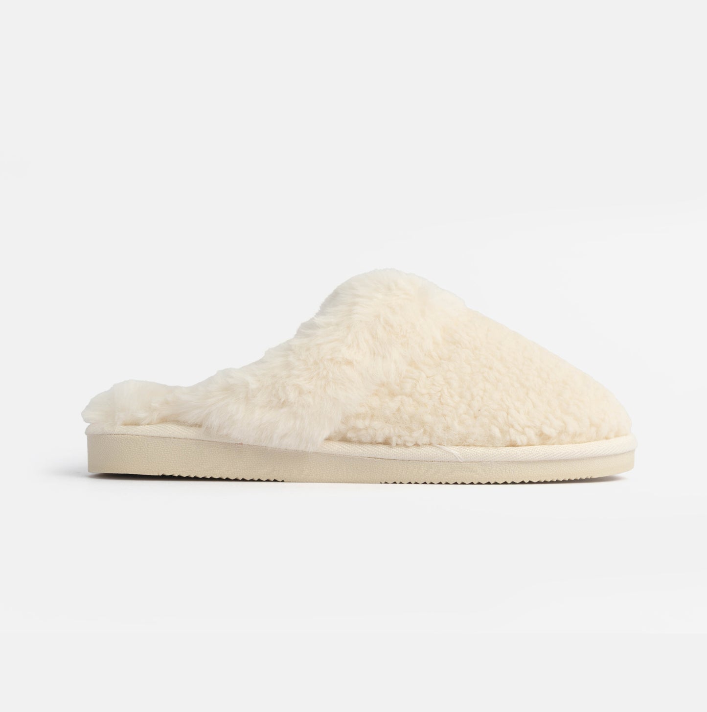 Jo & Joe HELGA Womens Mule Faux Fur Slippers Cream