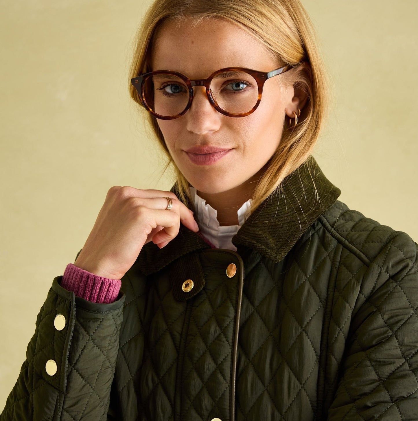 Joules ROSEWELL Womens Longline Quilted Showerproof Coat Green