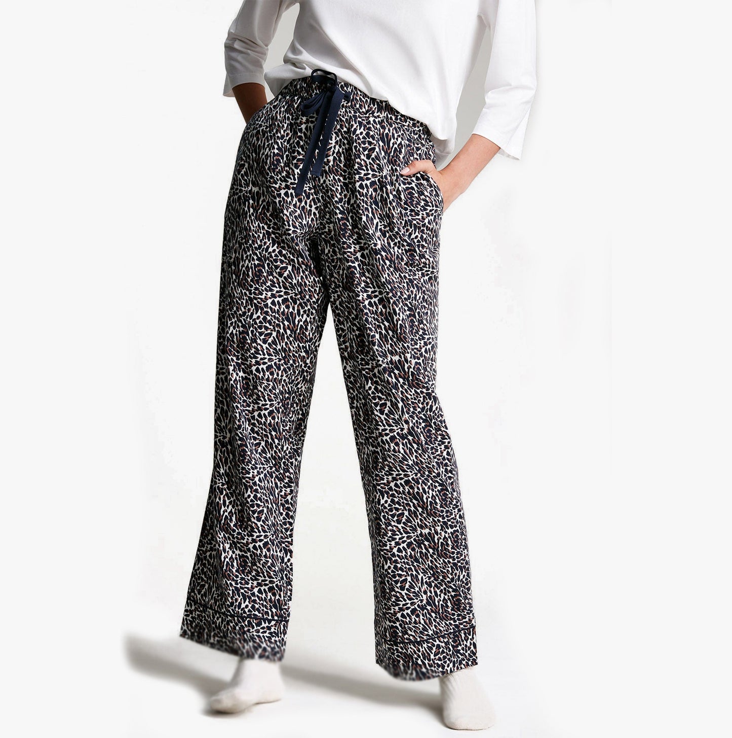 Joules LUNA Womens Cotton Pyjama Bottoms Creme Feather