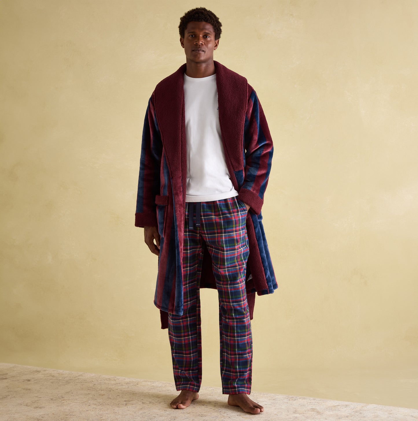 Joules MONTAGUE Mens Night Gown Navy Port Stripe