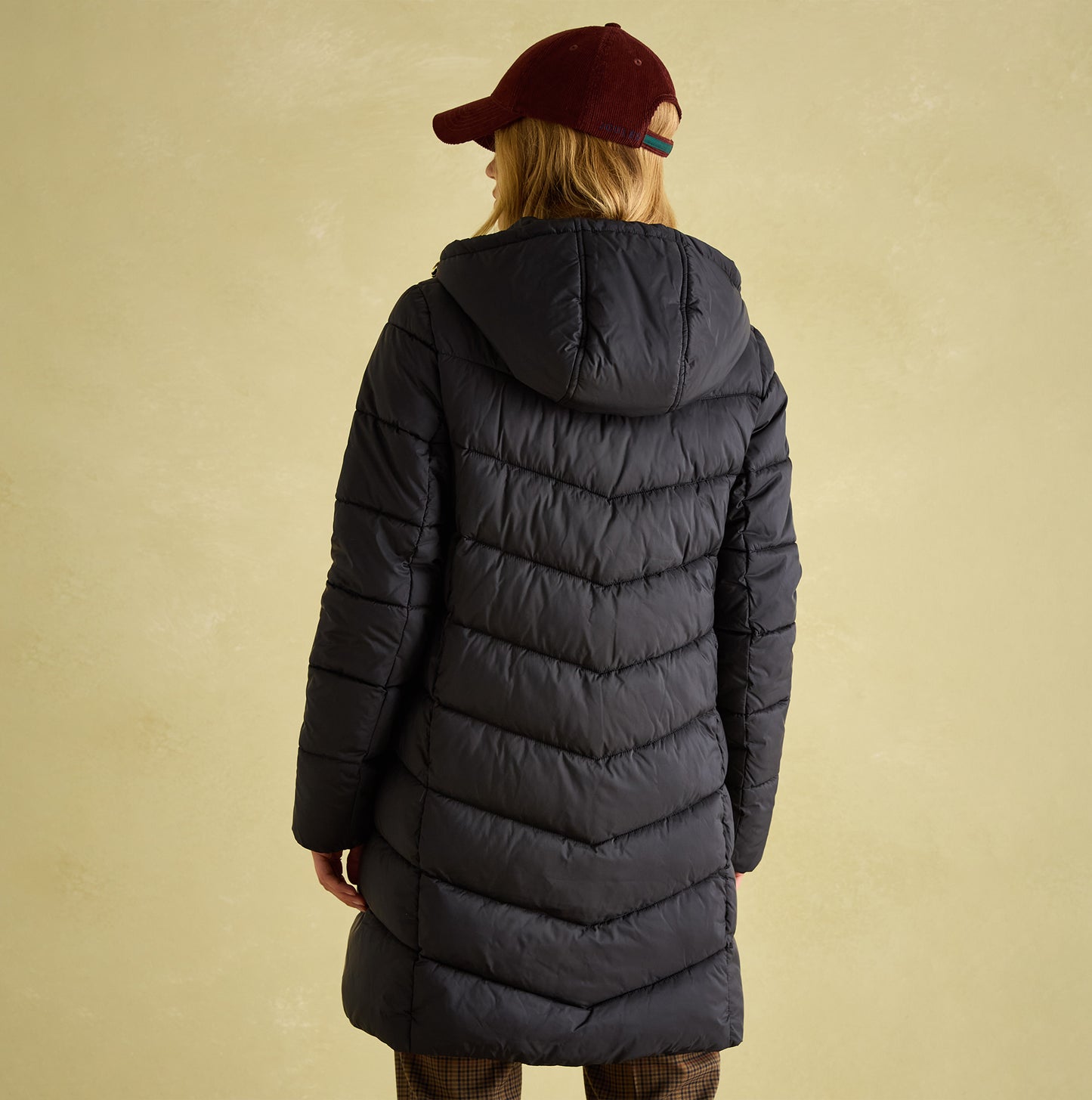 Joules MOORSDALE Womens Mid Length Showerproof Padded Coat with Hood Black