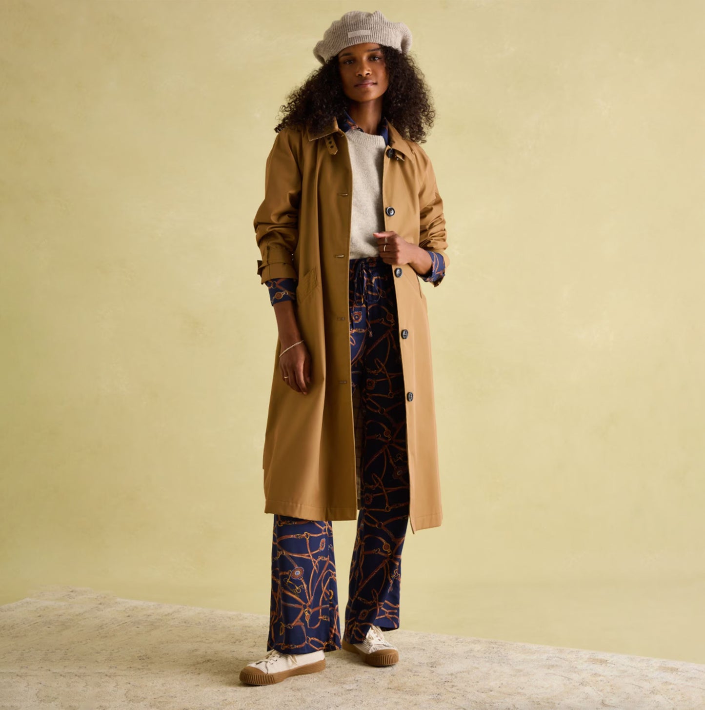 Joules Epwell Womens Waterproof Belted Trench Coat Brown