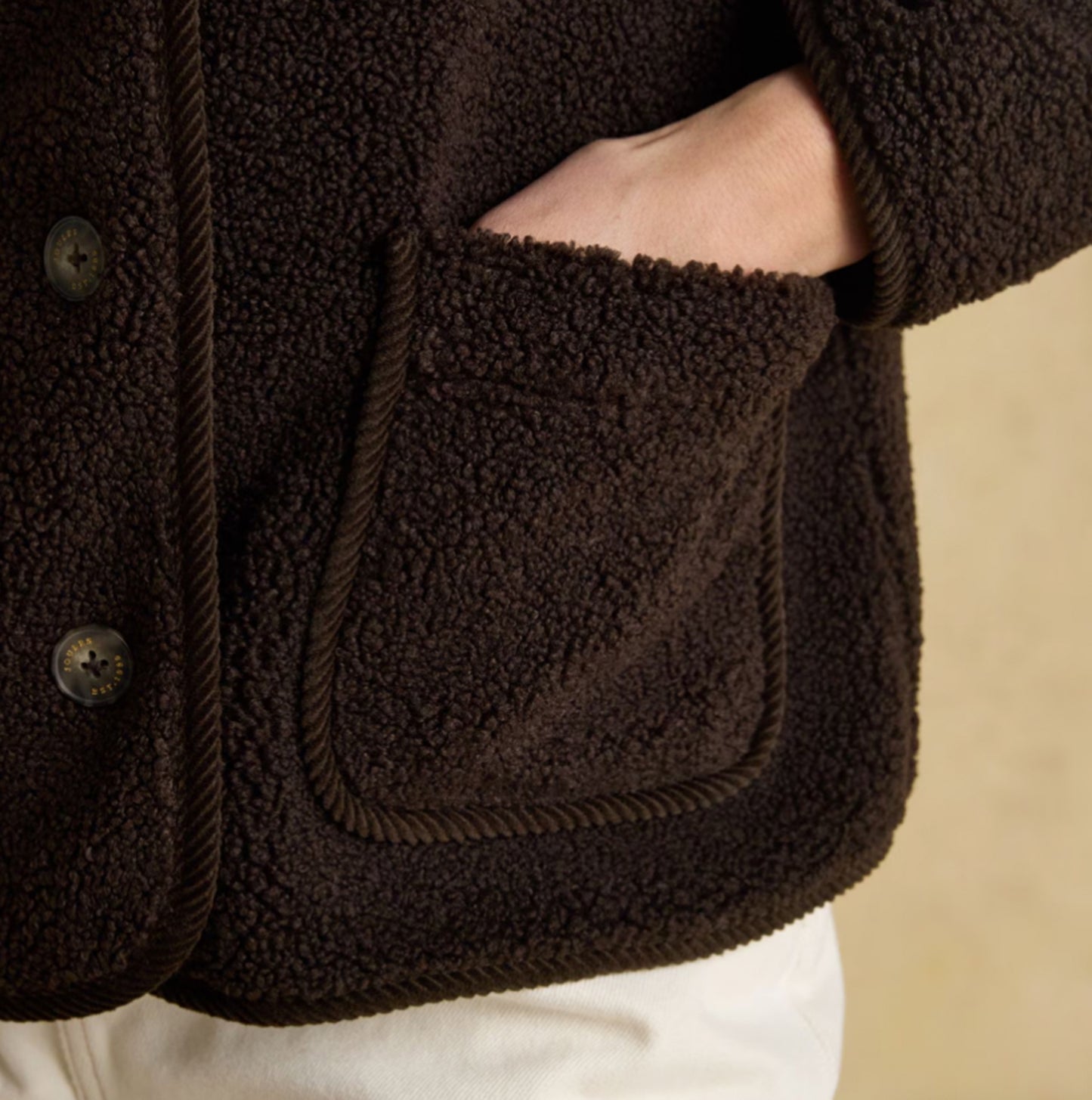 Joules SADIE Womens Collared Fleece Jacket Chocolate Brown