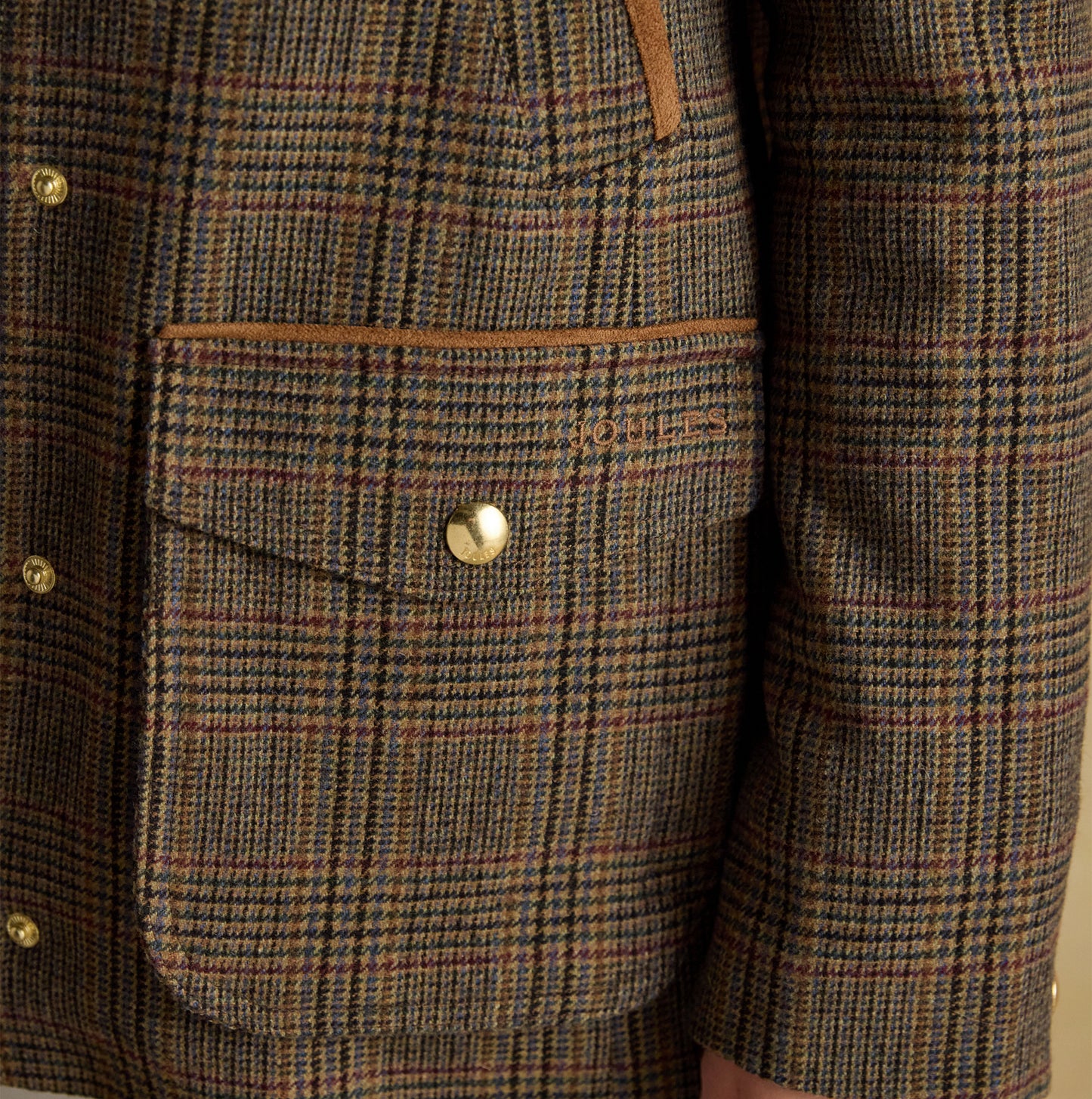 Joules CONTEMPORARY Womens Check Tweed Fieldcoat Brown