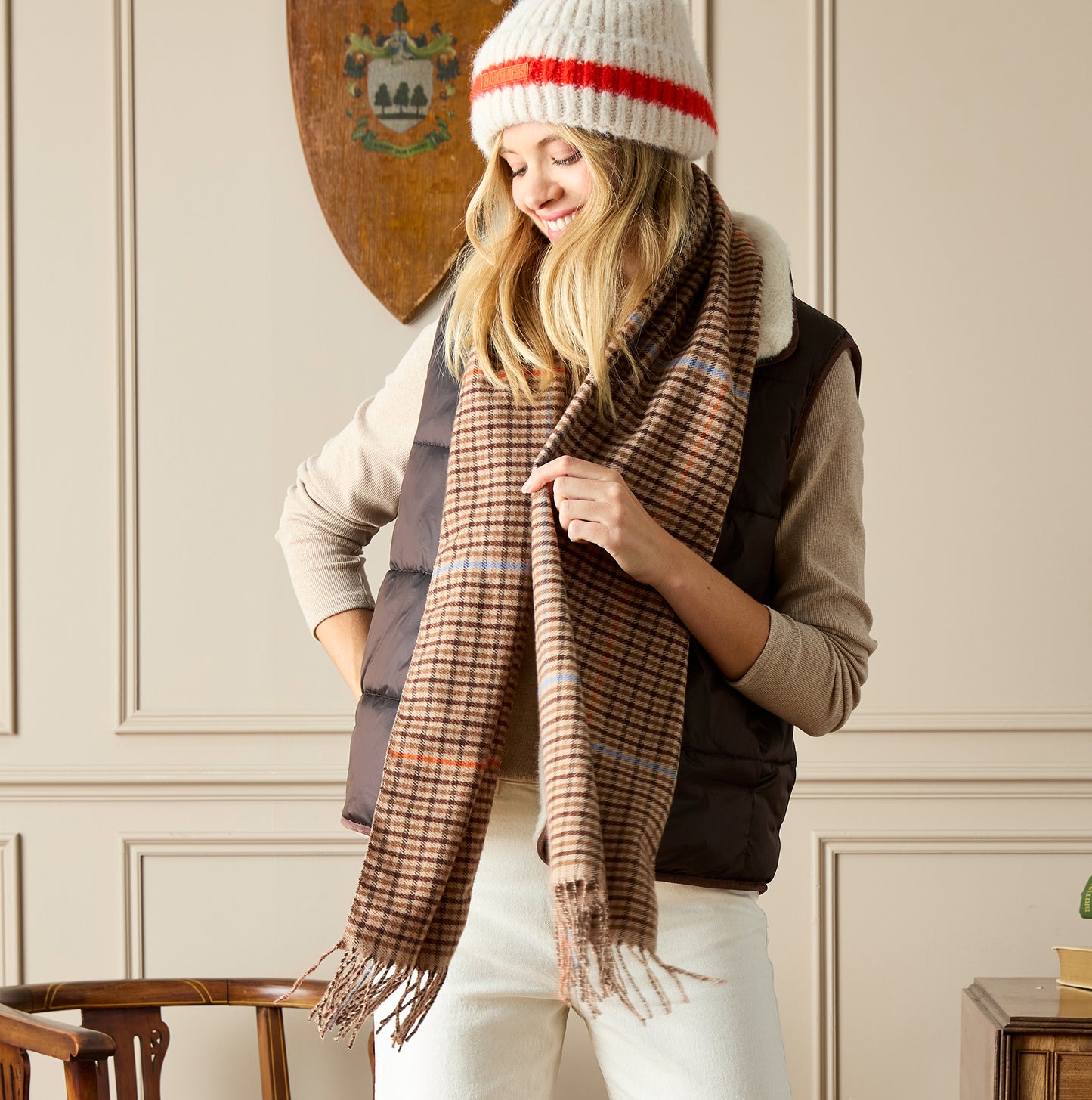 Joules LANGTREE Womens Scarf Tan Brown