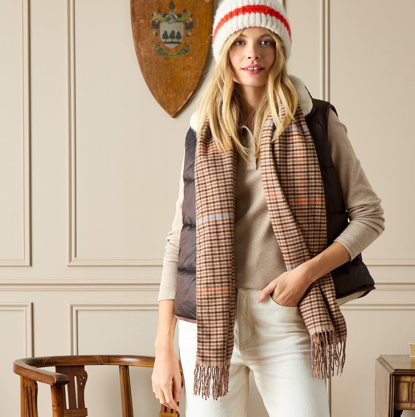 Joules LANGTREE Womens Scarf Tan Brown