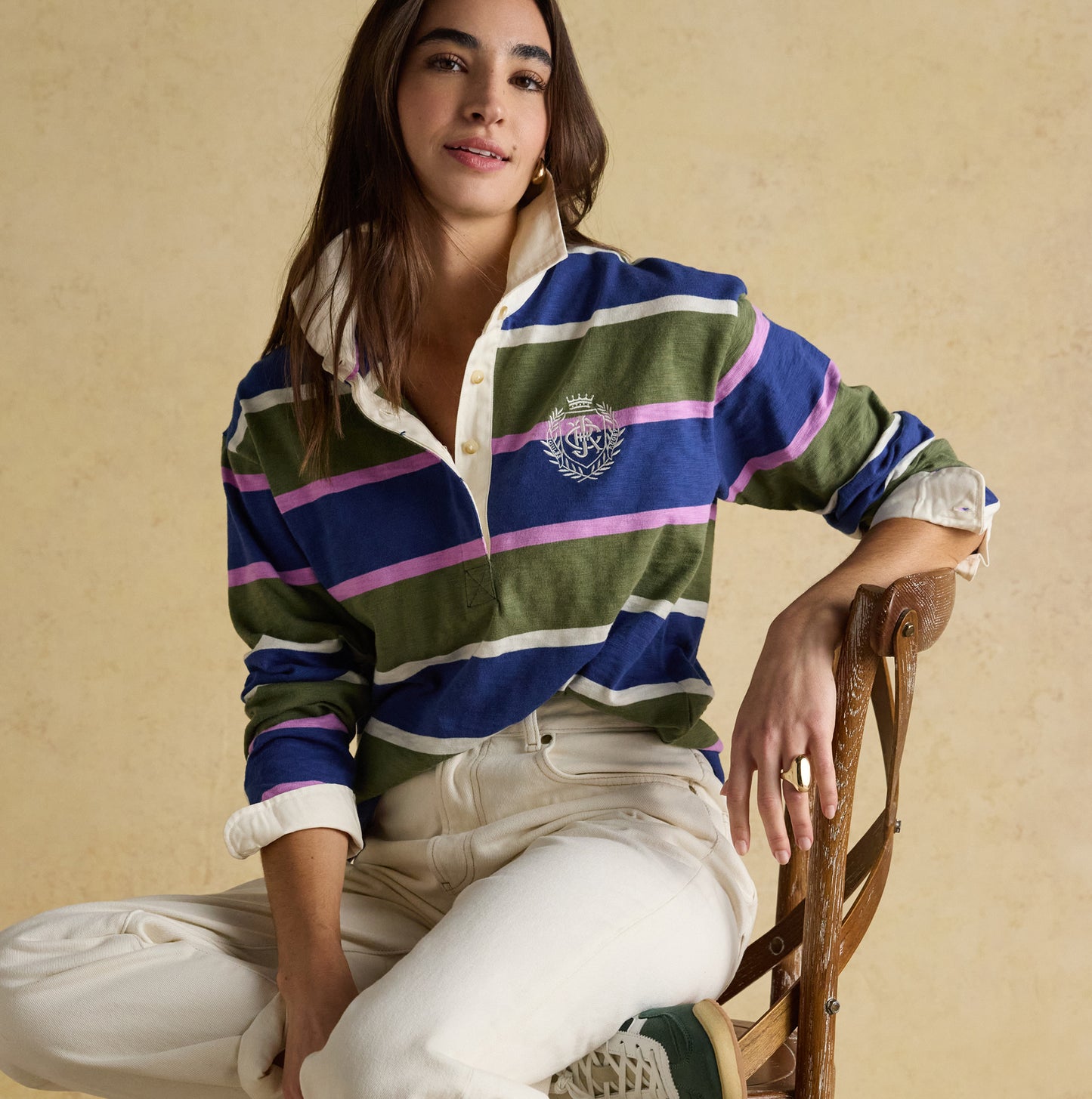 Joules LARA SLUB Womens Rugby Shirt Green