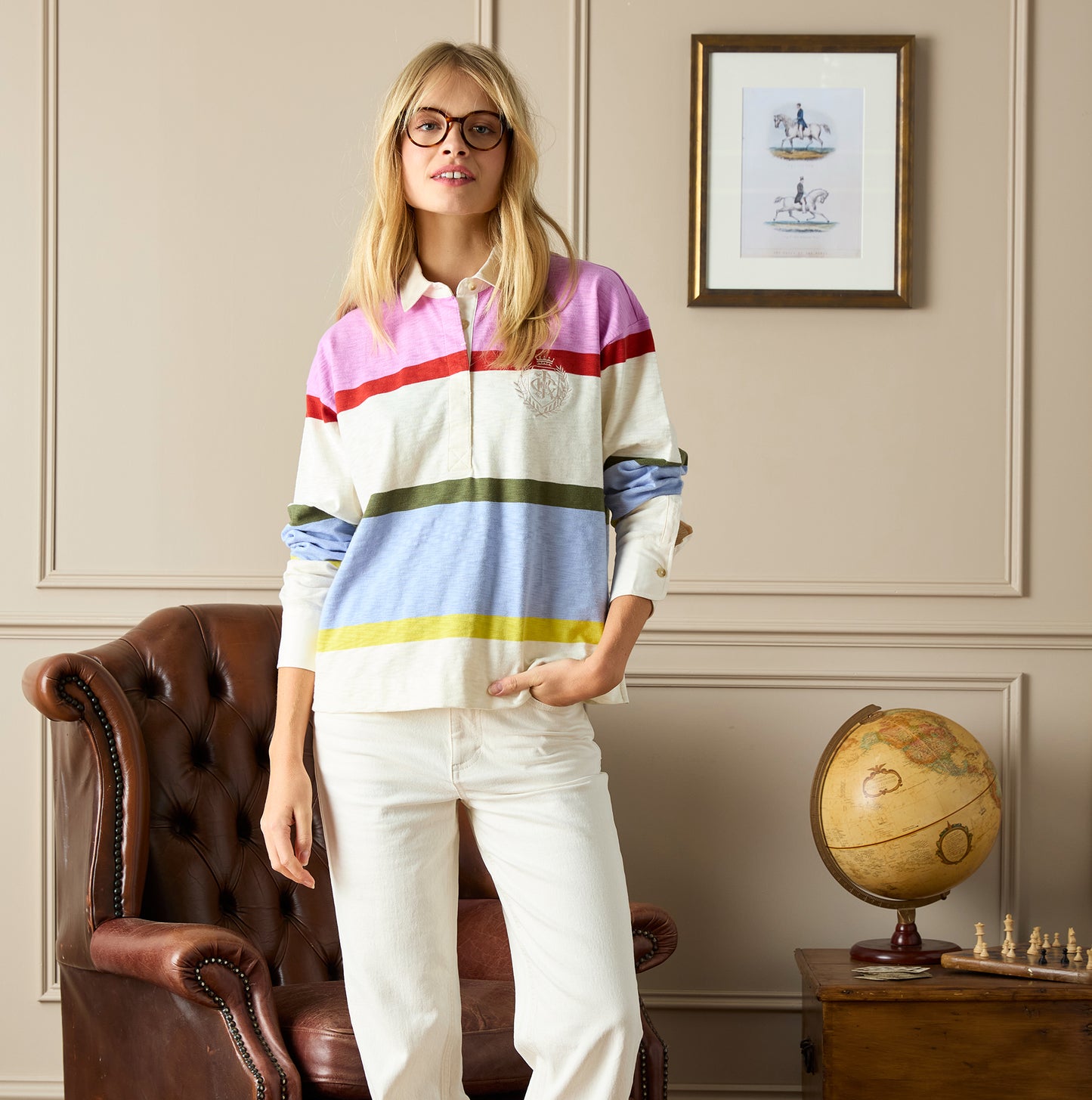 Joules LARA SLUB Womens Rugby Shirt Multi
