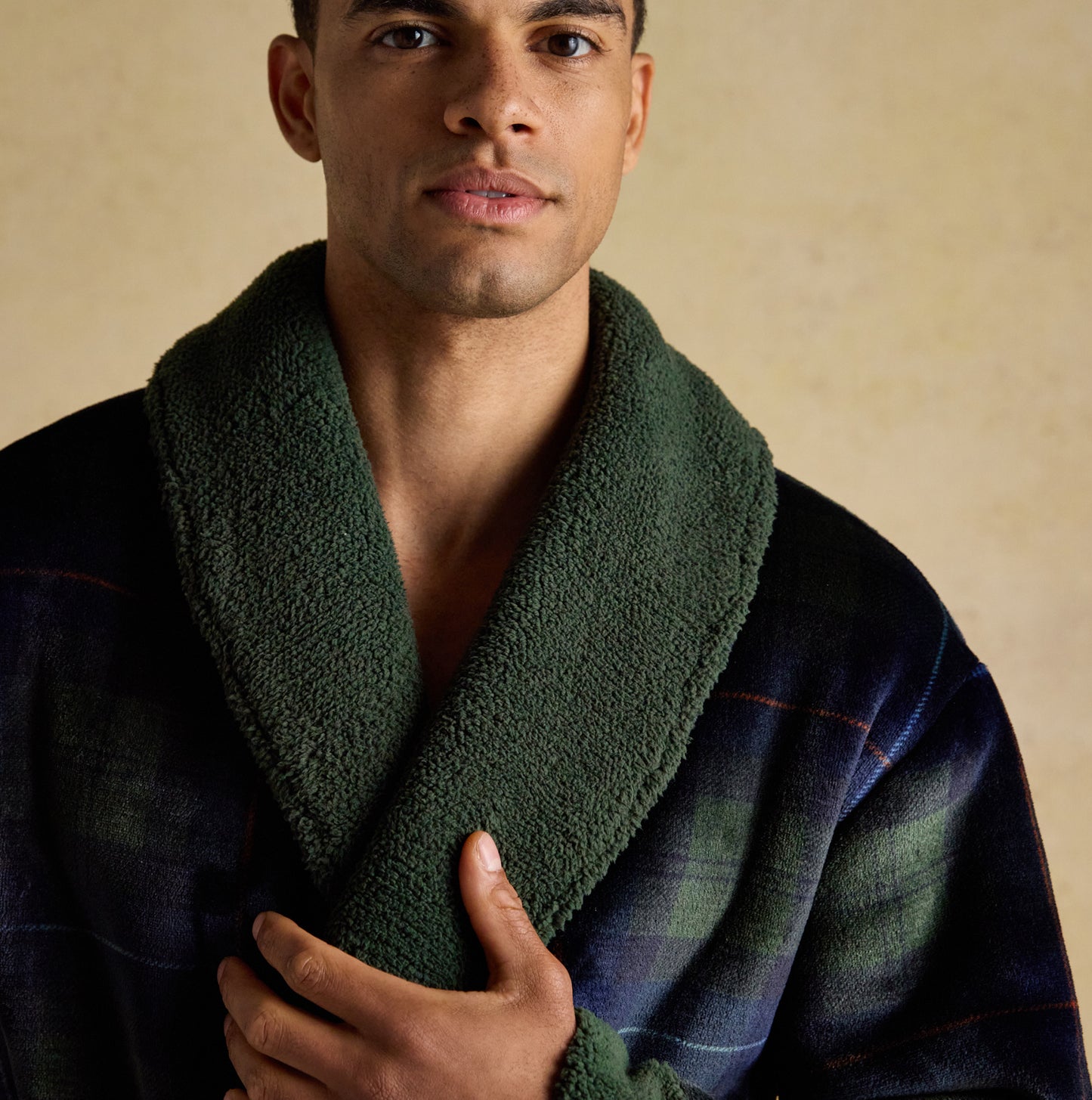 Joules MONTAGUE Mens Robe Green/Navy