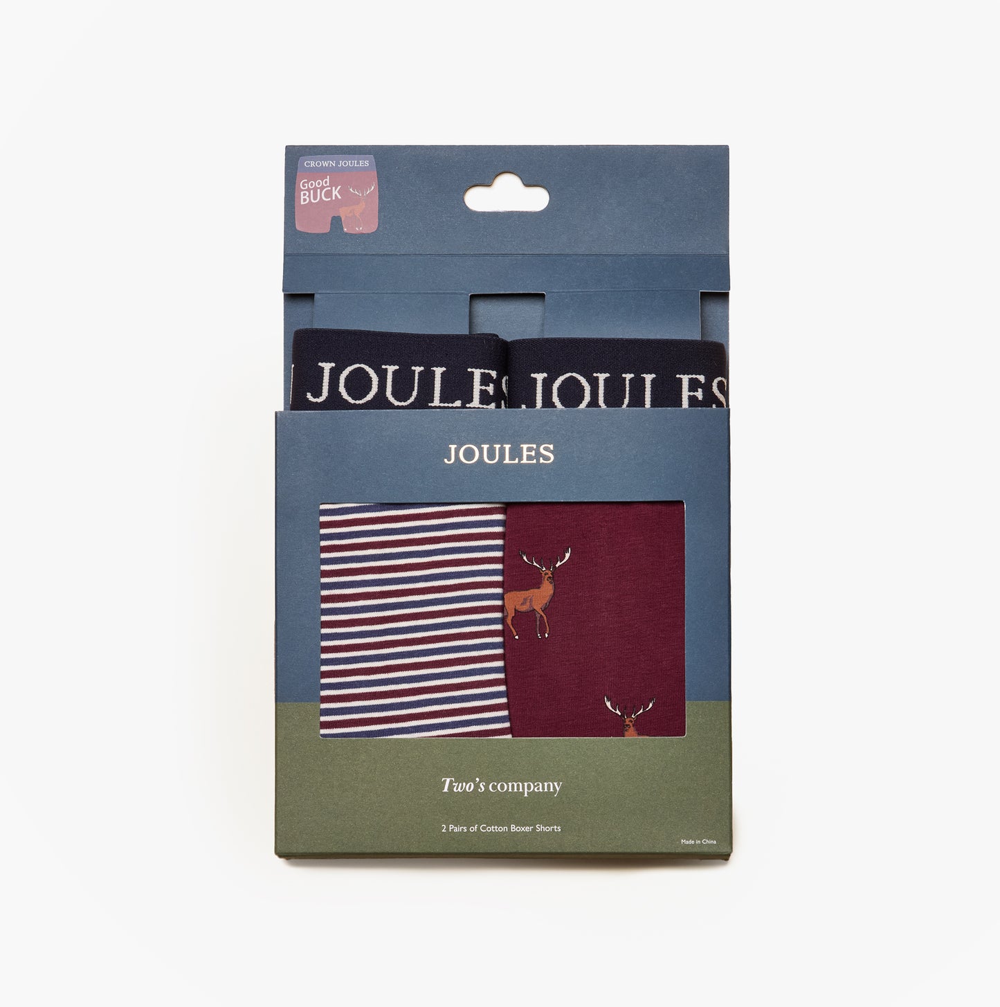Joules CROWN Mens Boxer Shorts Burgundy Red
