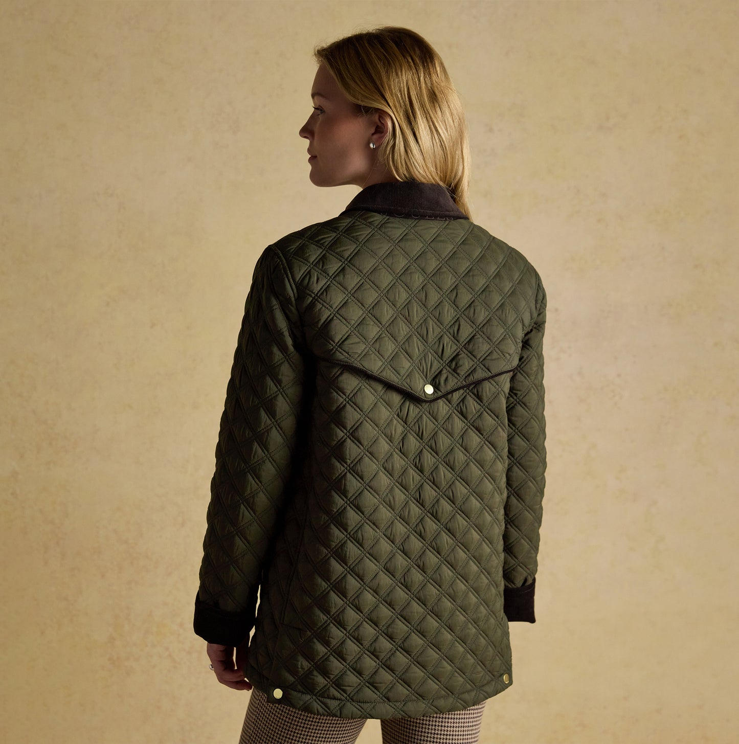 Joules BEATRIX Womens Showerproof Quilted Coat Khaki Green