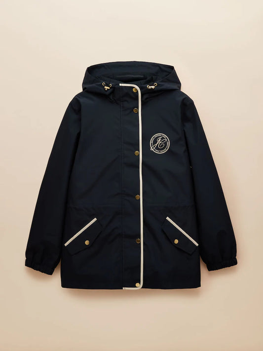 Joules Holt Waterproof Packable Raincoat with Hood Navy