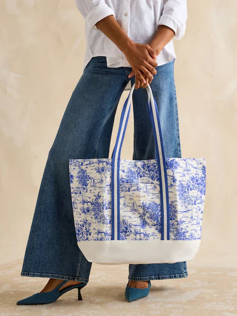 Joules PROMENADE Womens Tote Bag Blue Toile
