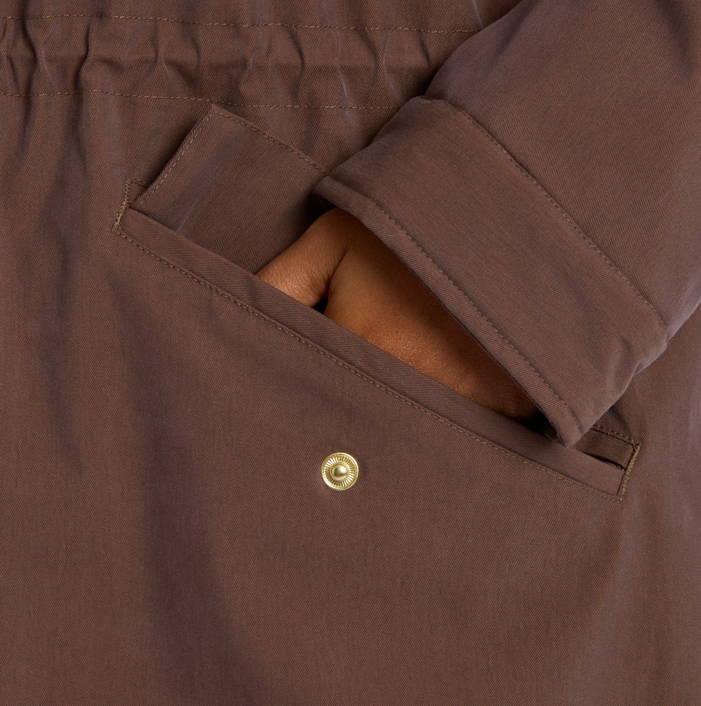 Joules PORTWELL Waterproof Hoodie Raincoat With Adjustable Waist Brown
