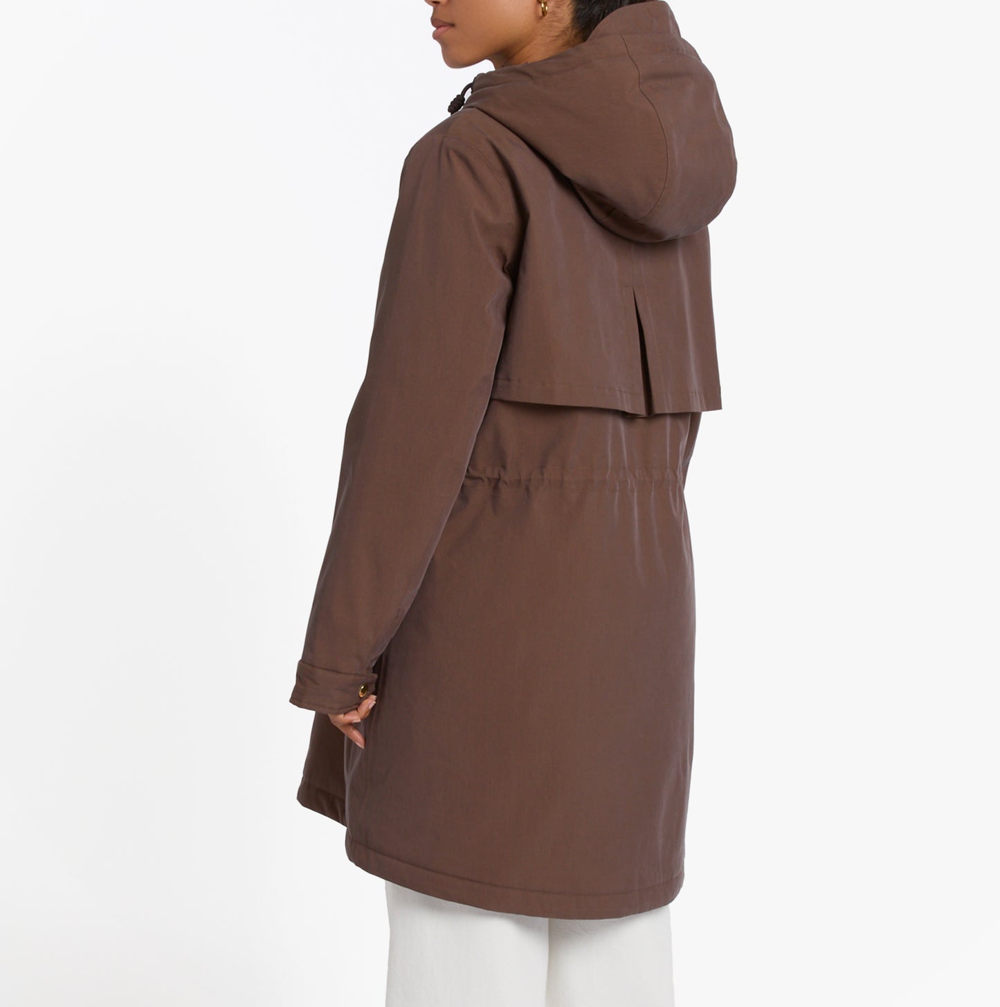 Joules PORTWELL Waterproof Hoodie Raincoat With Adjustable Waist Brown
