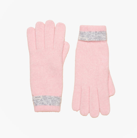 Joules POPLEY STRIPE Womens Gloves Pink/Grey