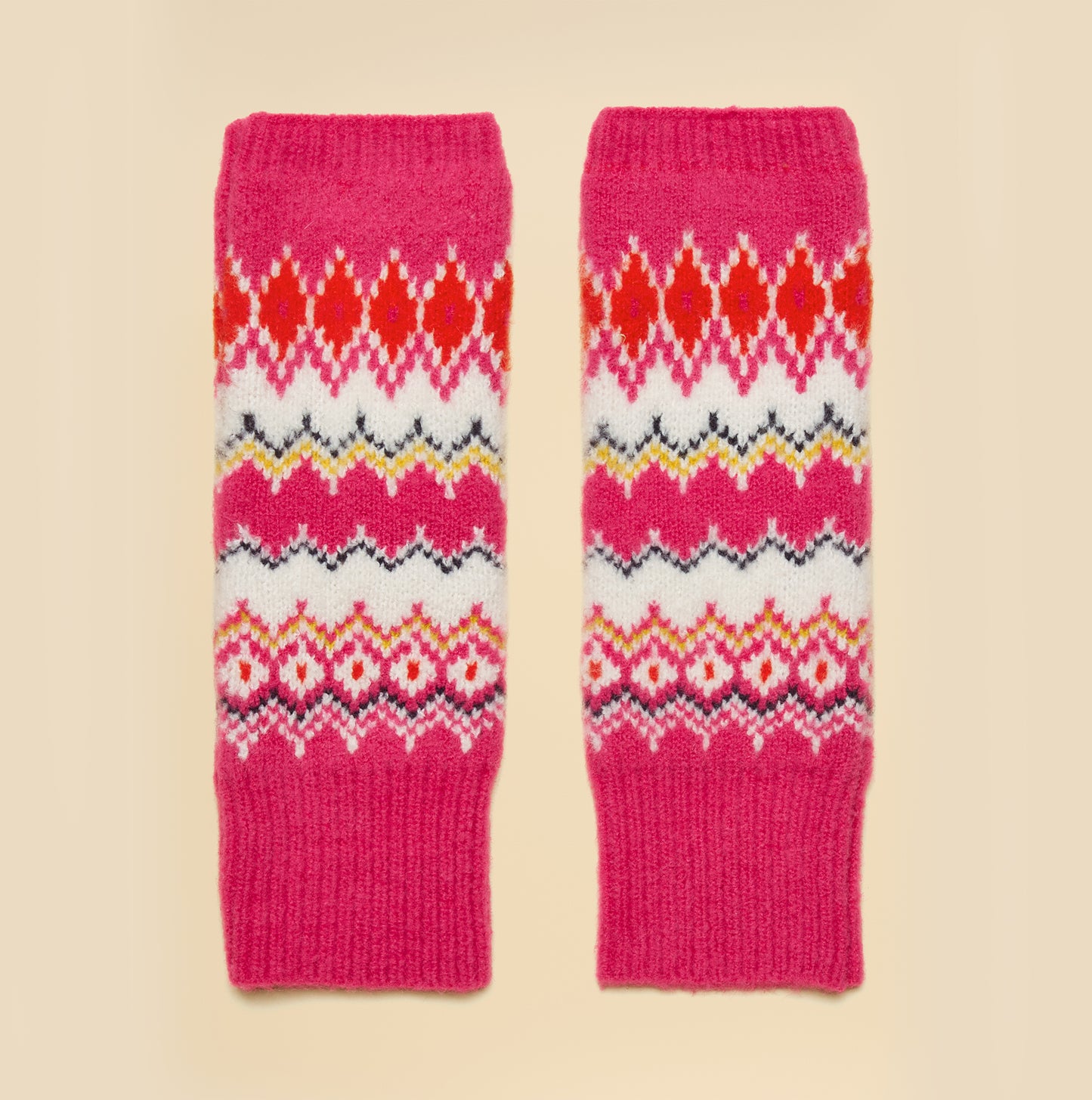 Joules KARA Fingerless Fairisle Glove Pink