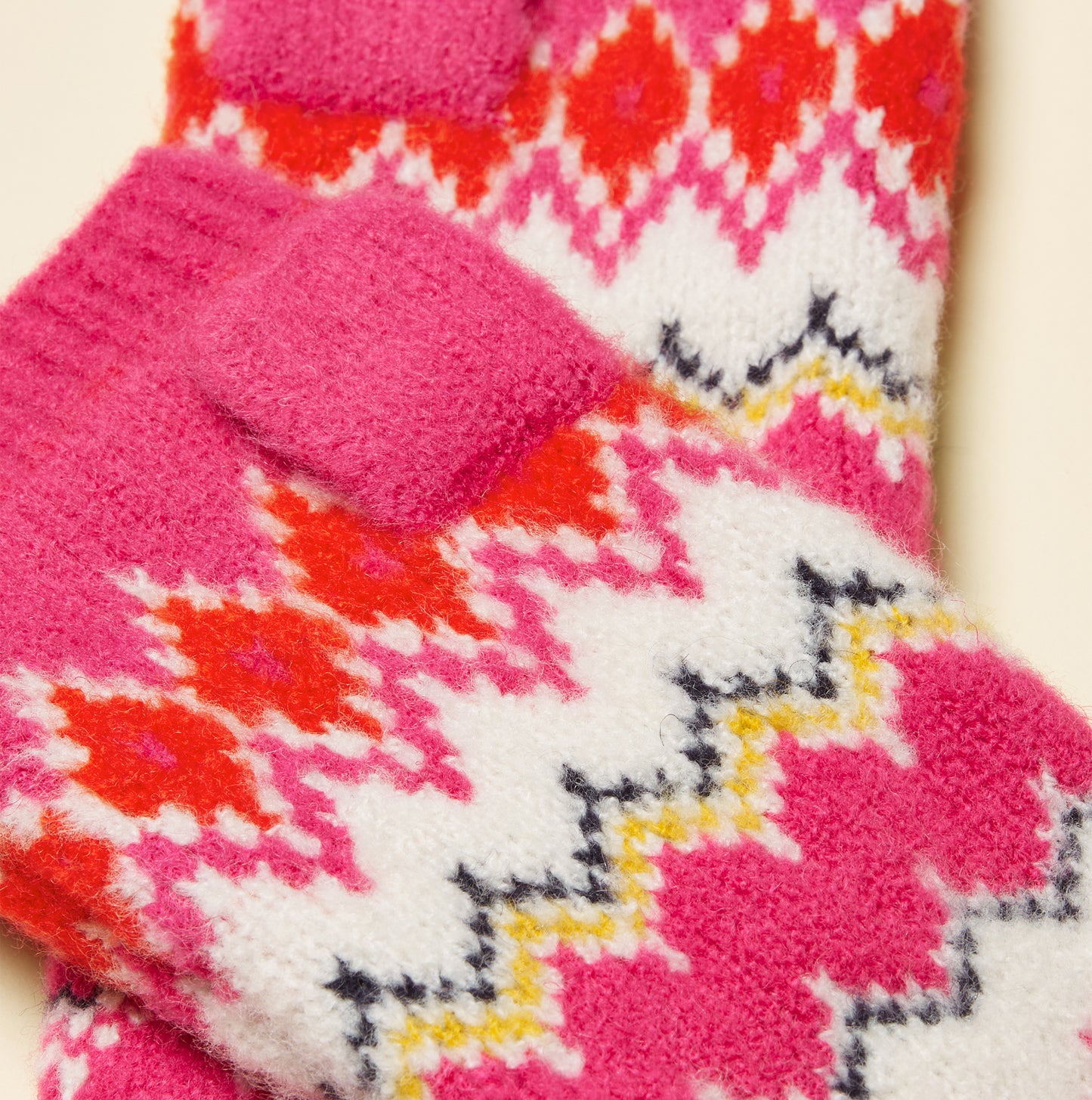 Joules KARA Fingerless Fairisle Glove Pink