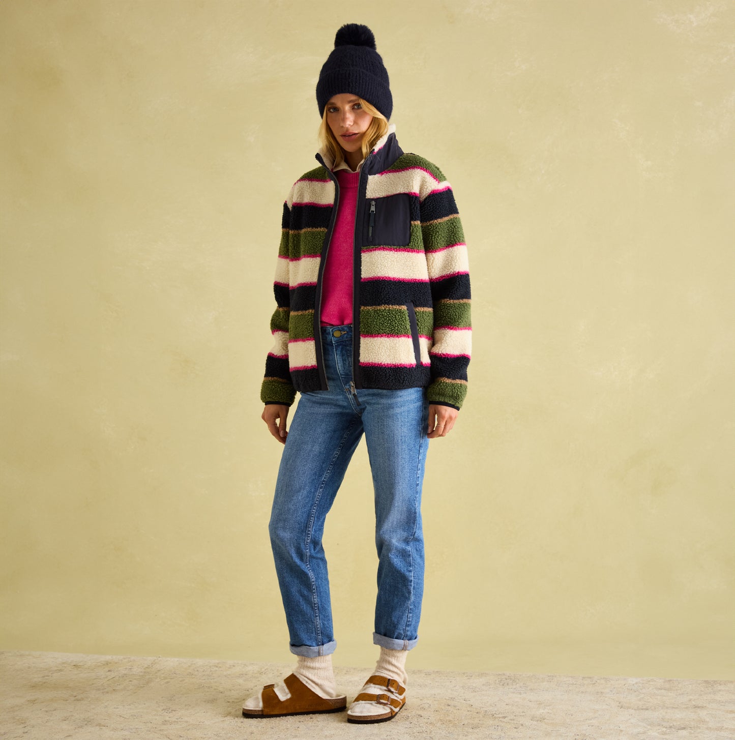 Joules EFFIE Womens Knitted Bobble Hat Navy