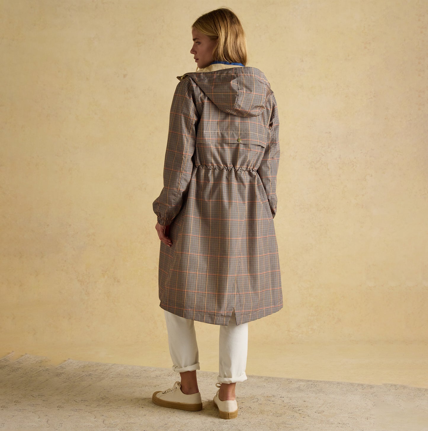 Joules HOLKHAM Waterproof Packable Raincoat With Hood Brown Check