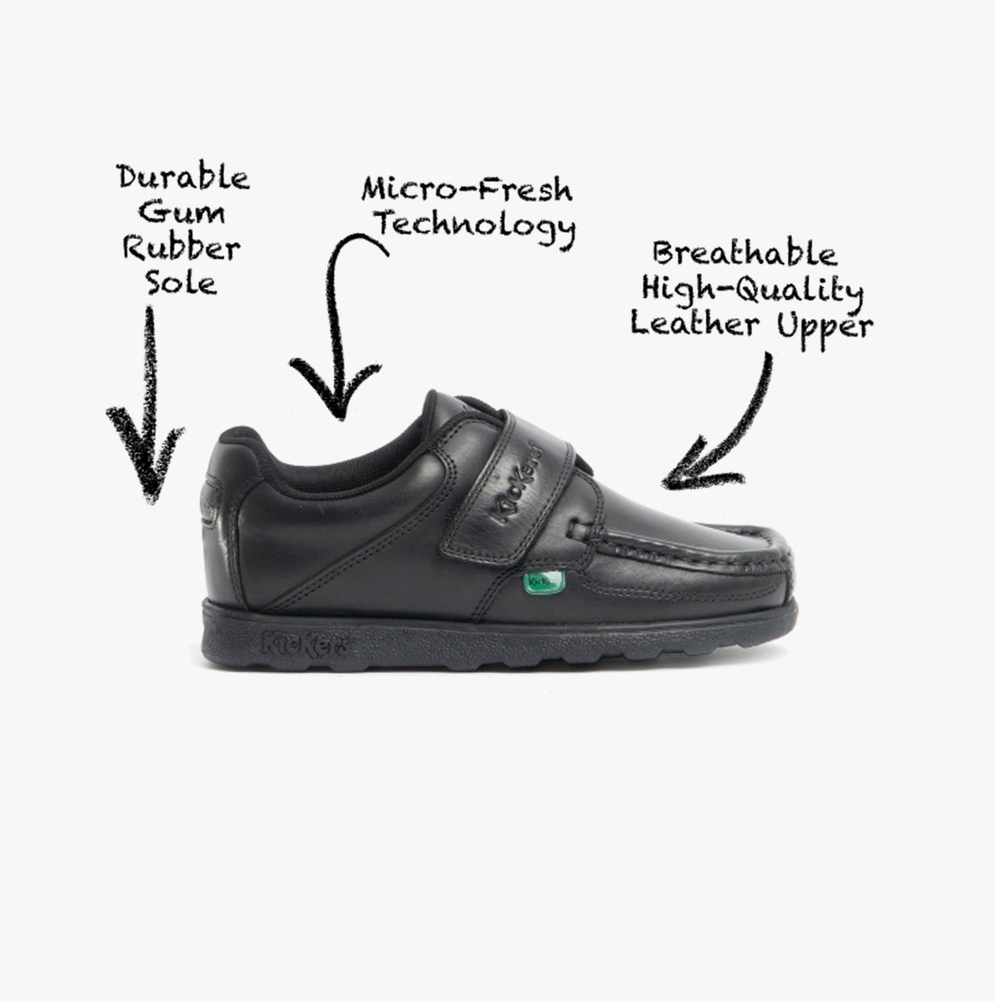 Kickers 114862 FRAGMA STRAP Boys School Shoes Black