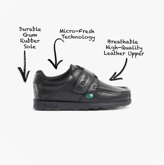 Kickers 114862 FRAGMA STRAP Boys School Shoes Black