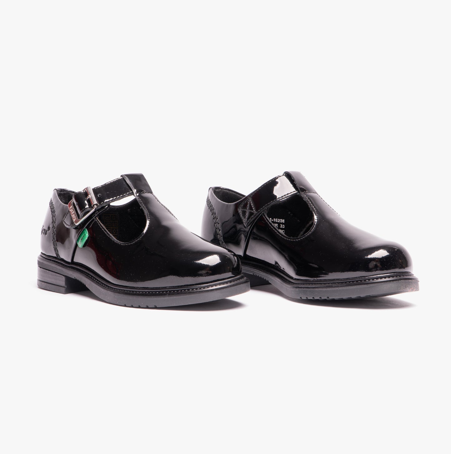 Kickers 116228 LACH T-BAR Girls School Shoes Black Patent