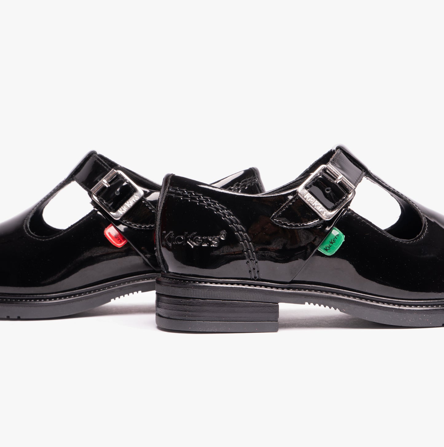 Kickers 116228 LACH T-BAR Girls School Shoes Black Patent
