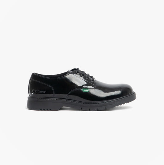 Kickers 116234 FINLEY LO Girls School Shoes Patent Black