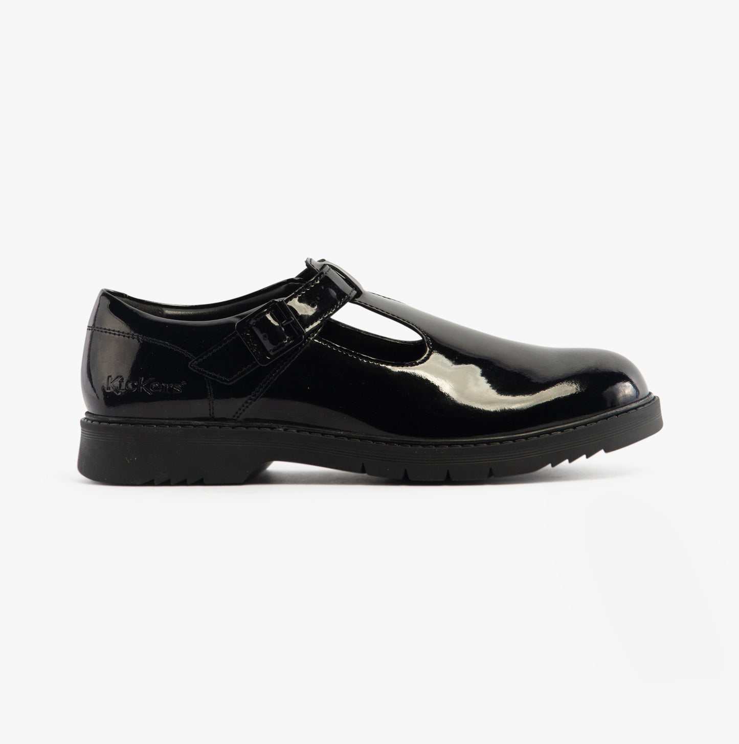Kickers 117221 FINLEY T BAR Girls School Shoes Black Patent