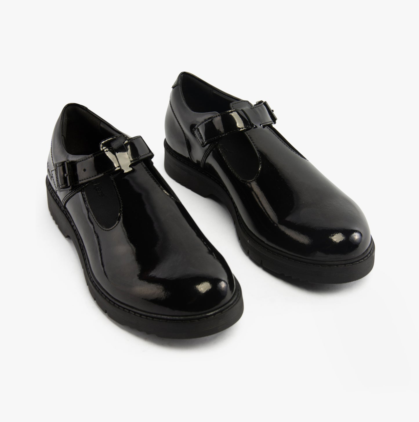 Kickers 117221 FINLEY T BAR Girls School Shoes Black Patent