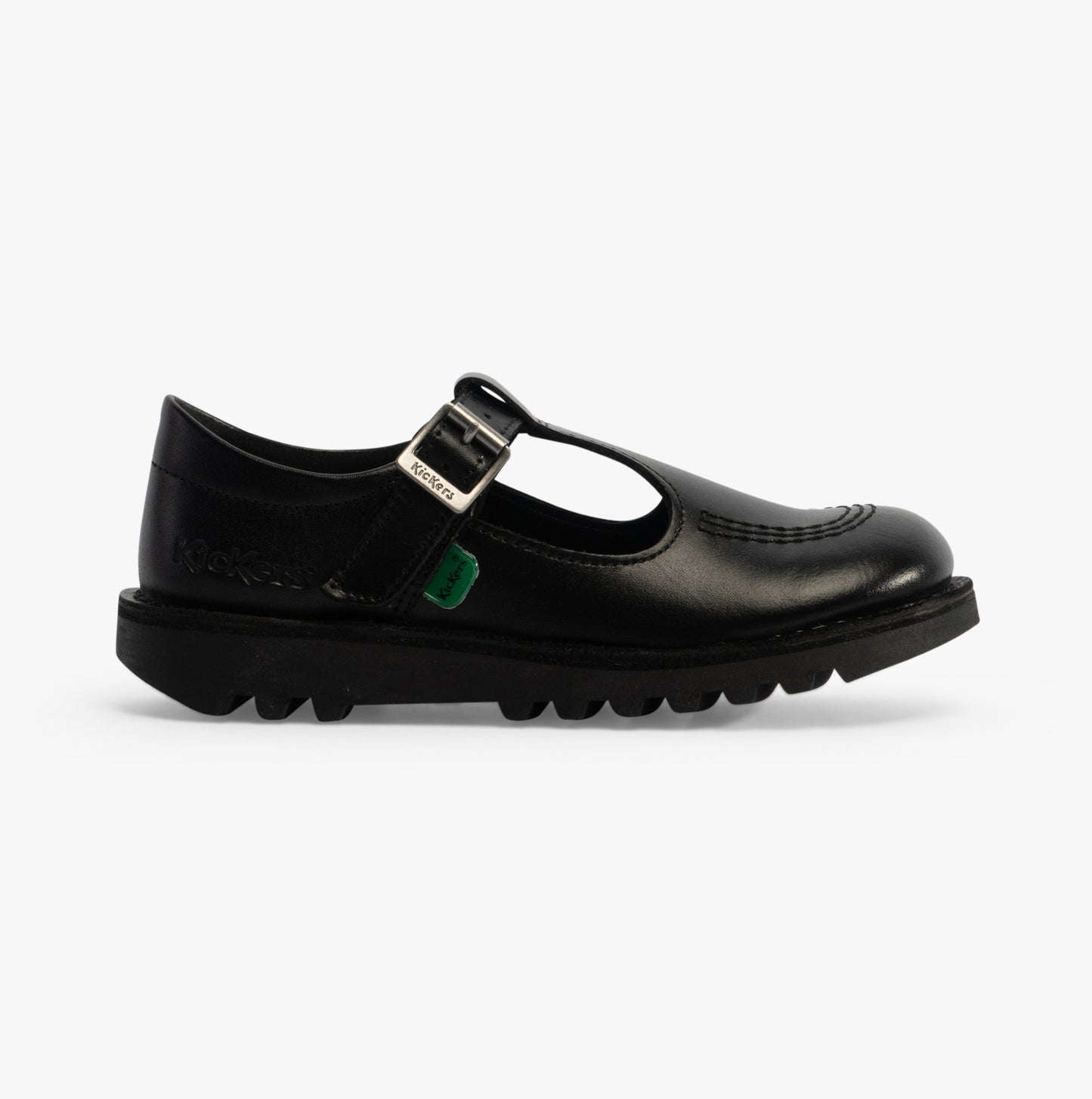 Kickers KICK Girls T-Bar Leather School Shoes Black
