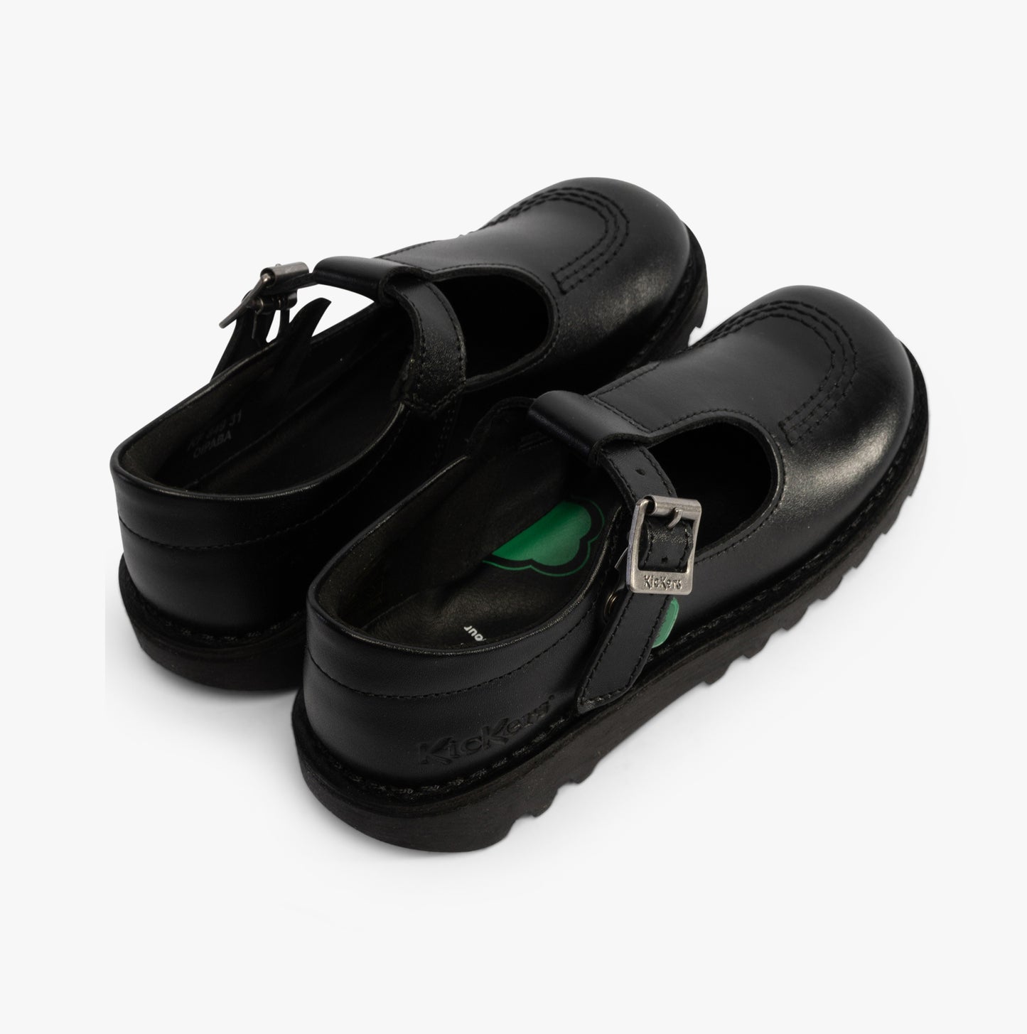 Kickers KICK Girls T-Bar Leather School Shoes Black